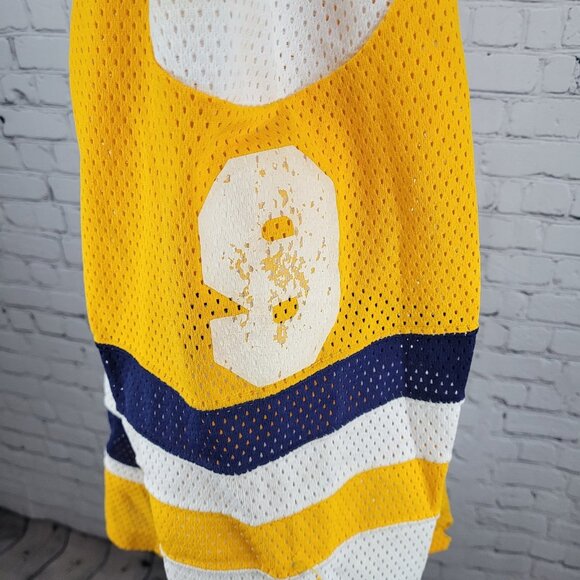 Oshawa Saints Dwyer #9 White Yellow Navy Long Sleeve Hockey Jersey XXL - Picture 5 of 13